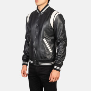 Dantee Black Leather Varsity Jacke